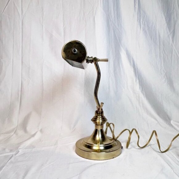 Vintage Collins Industries Adjustable Solid Brass Bankers Desk Piano Lamp w/Box - Picture 4 of 9